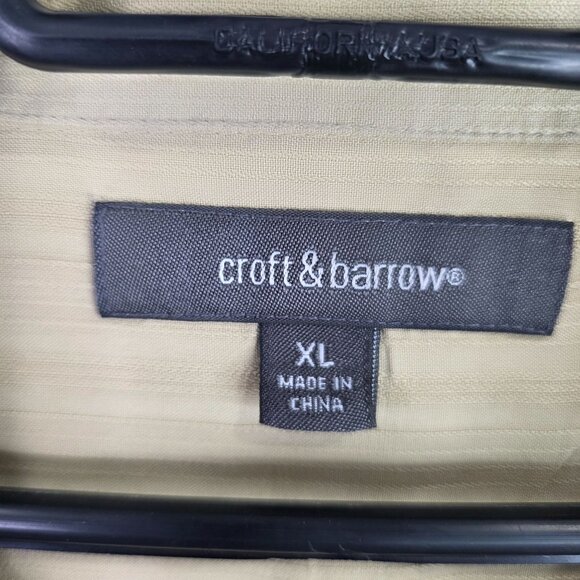 Mens Croft & Barrow Beige 100% Silk Shirt Short Sleeve Button-Down Size XL - Picture 2 of 8